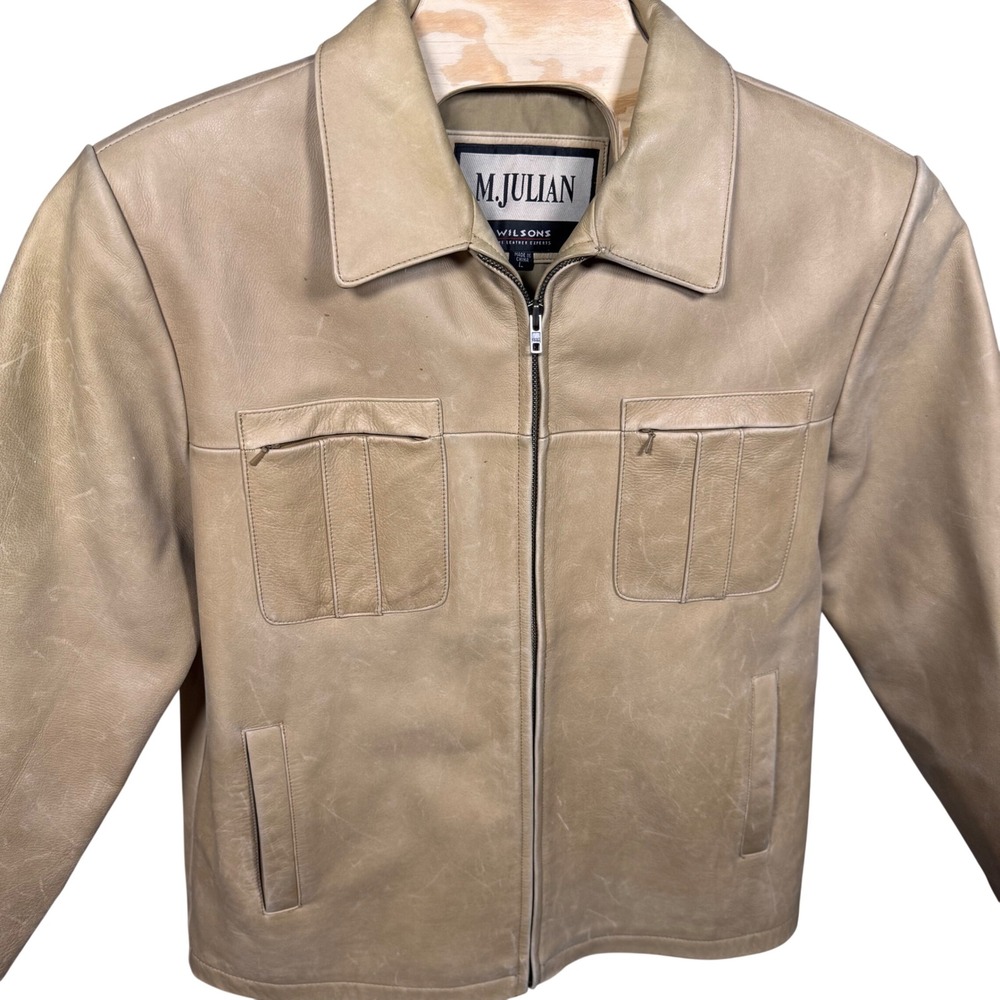 Vintage Wilsons Leather Jacket Collared L‎ Americana Workwear Norm Chore Y2k 90s